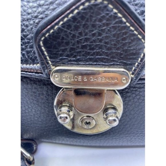 Dolce And Gabbana Miss Catch Fold Over Tote Black Leather Cross Body Bag - Picture 10 of 12